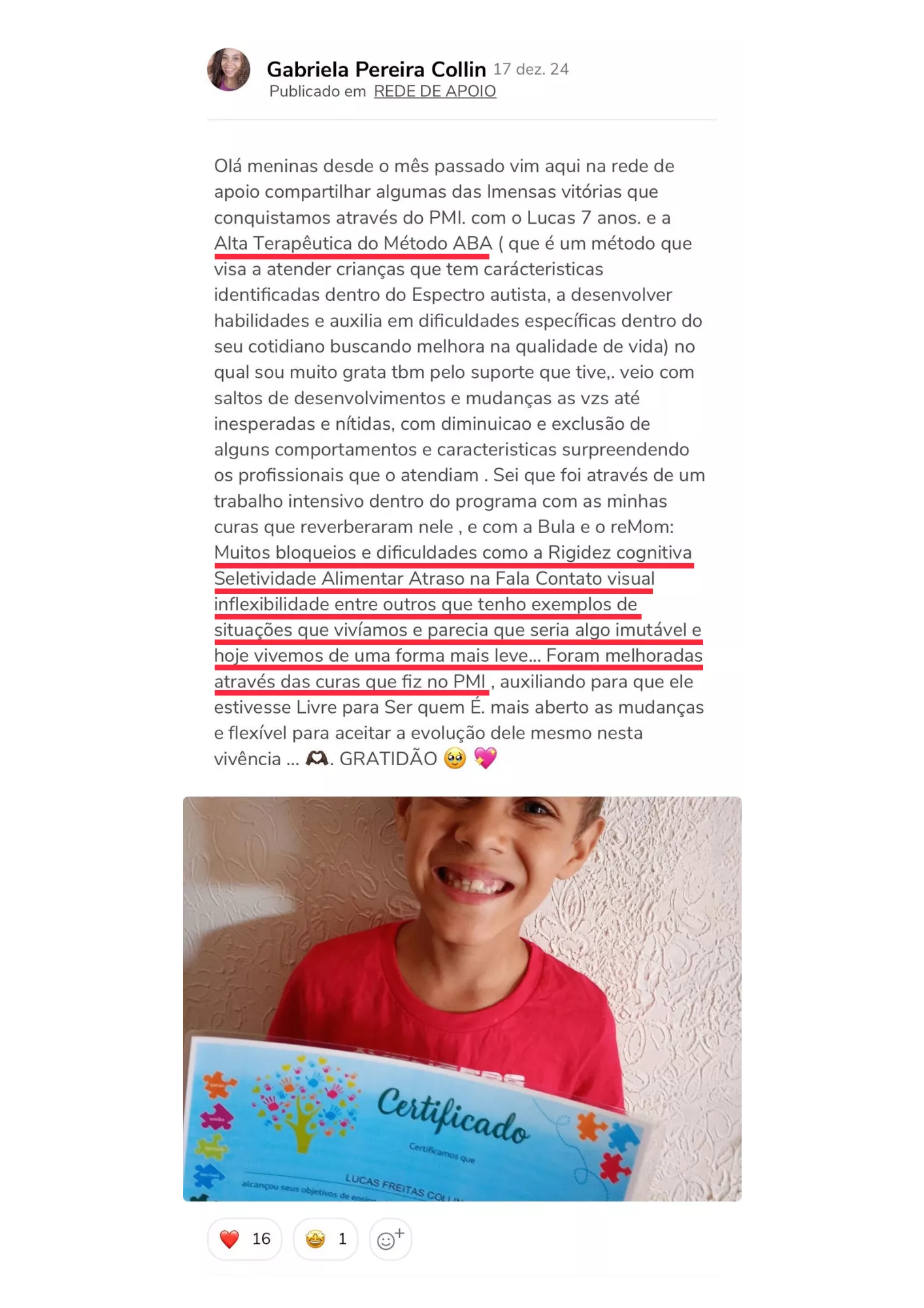 Depoimento - Diagnóstico de Autismo revertido